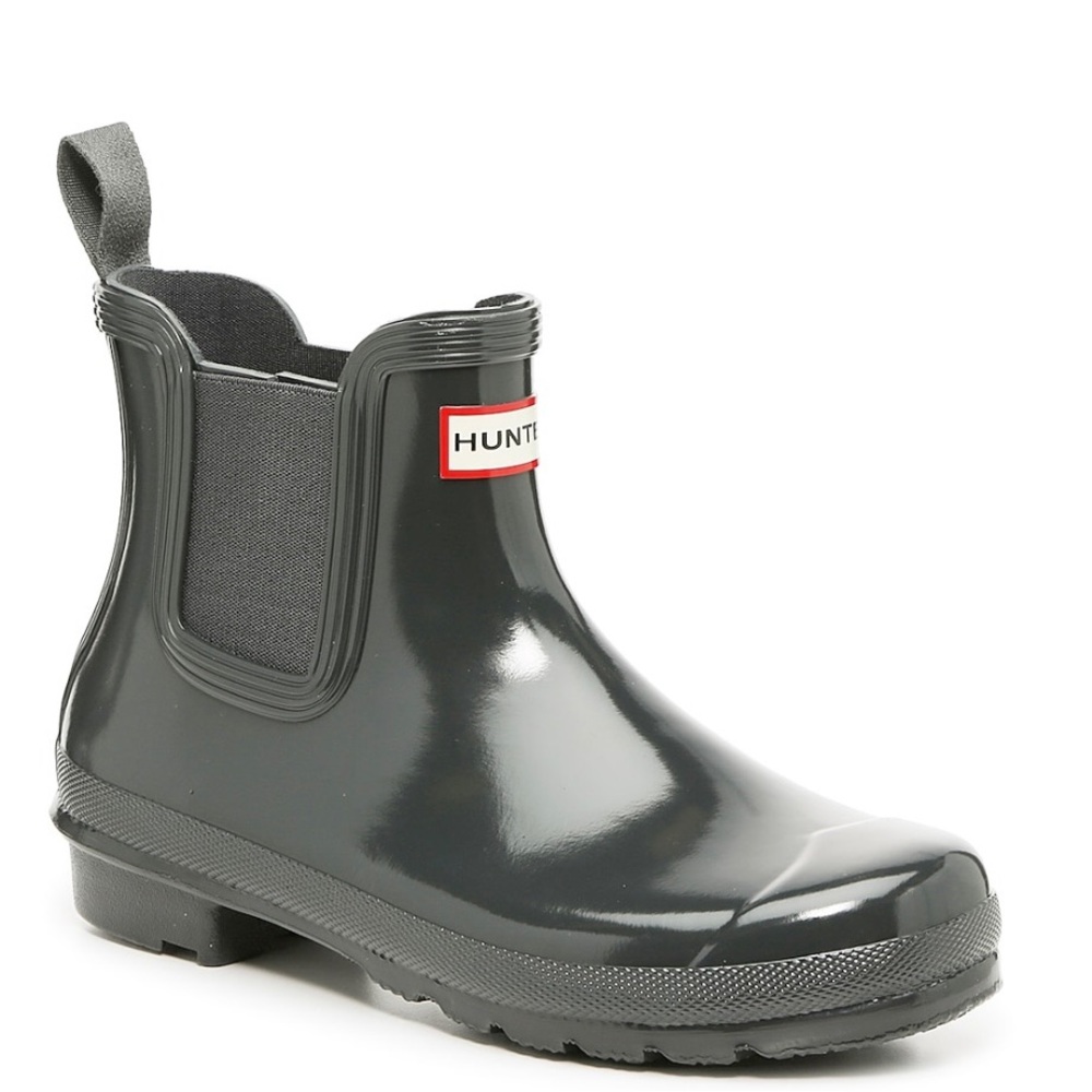 Hunter Women's Original Gloss Chelsea Rain Boots DARK GREY size 9 🥾 worn once